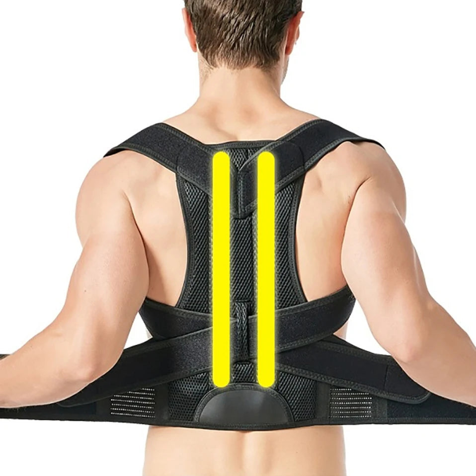 Adjustable Back And Shoulder Posture Corrector Brace With Lumbar Belt 1005005931675784-Silver-XXXXL