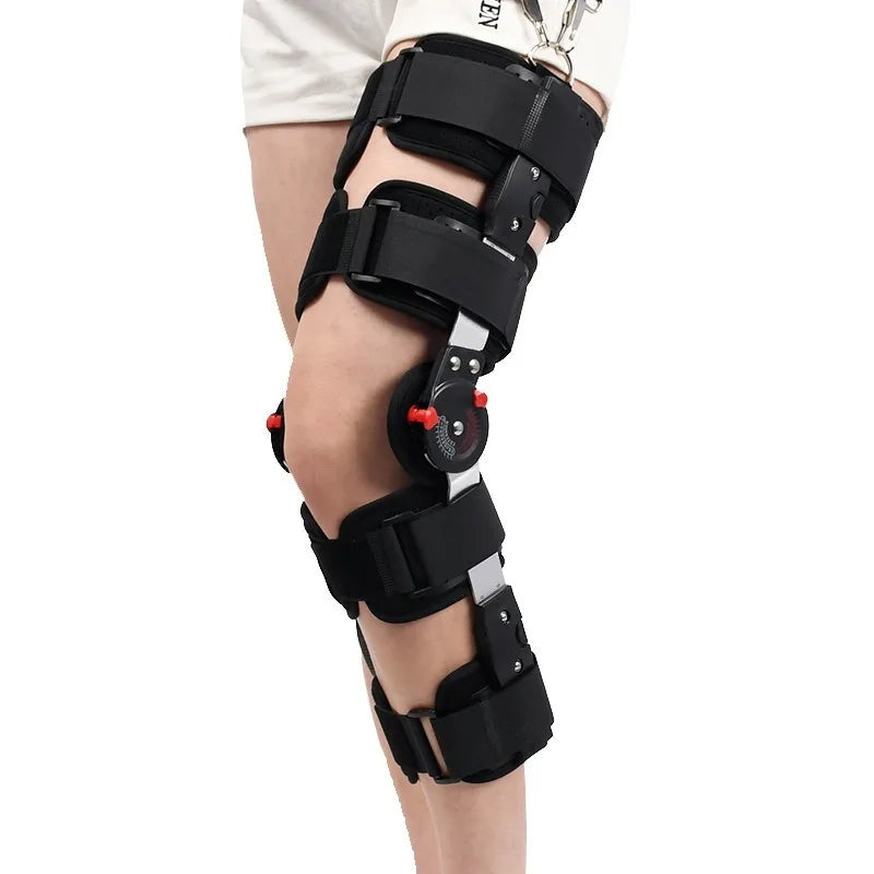 Adjustable Hinged Knee Brace With Locking Dial And Breathable Fabric 1005009130595968-B-Black-Strapless