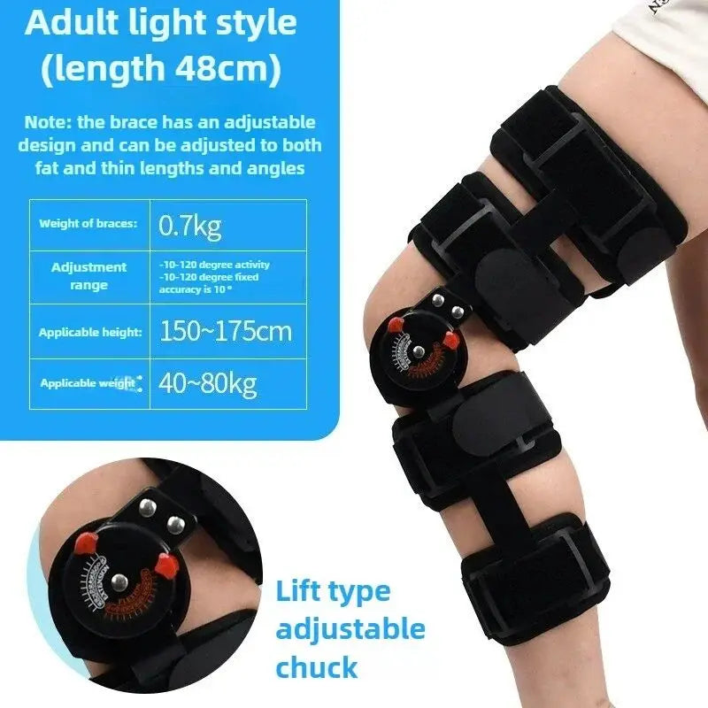 Adjustable Hinged Knee Brace With Locking Dial And Breathable Fabric 1005009130595968-B-Black-Strapless