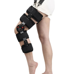 Adjustable Hinged Knee Brace With Locking Dial And Breathable Fabric 1005009130595968-B-Black-Strapless