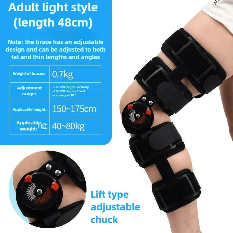 Adjustable Hinged Knee Brace With Locking Dial And Breathable Fabric 1005009130595968-B-Black-Strapless