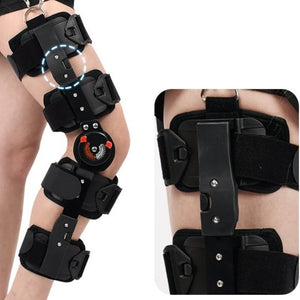 Adjustable Hinged Knee Brace With Range Of Motion Fixation Support 1005008778692613-A-Black-Strapless