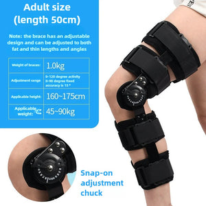 Adjustable Hinged Knee Brace With Range Of Motion Fixation Support 1005008778692613-A-Black-Strapless