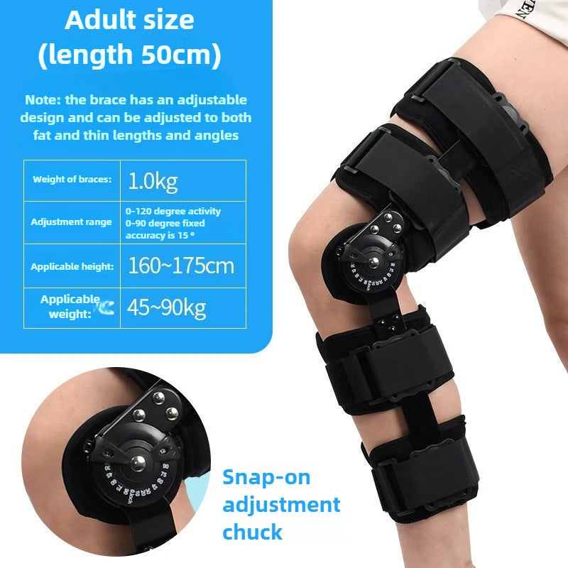 Adjustable Hinged Knee Brace With Range Of Motion Fixation Support 1005008778692613-A-Black-Strapless