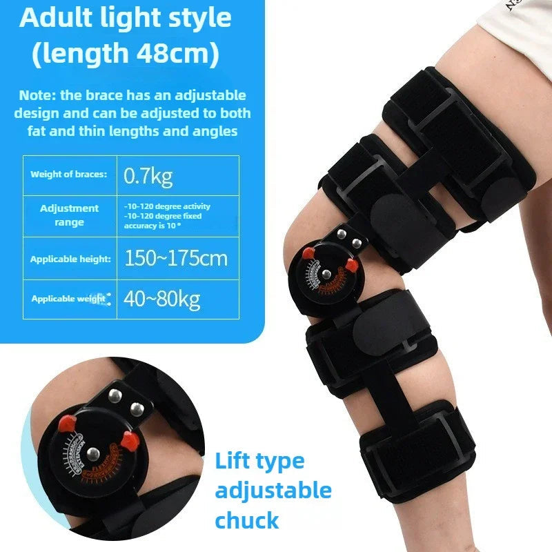 Adjustable Hinged Knee Brace With Range Of Motion Fixation Support 1005008778692613-A-Black-Strapless