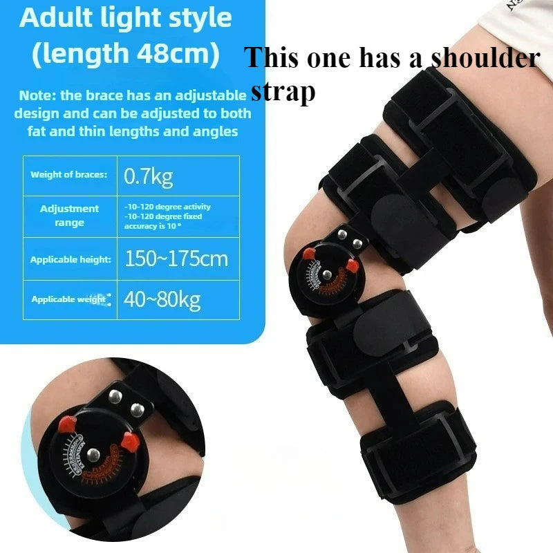 Adjustable Hinged Knee Brace With Range Of Motion Fixation Support 1005008778692613-A-Black-Strapless