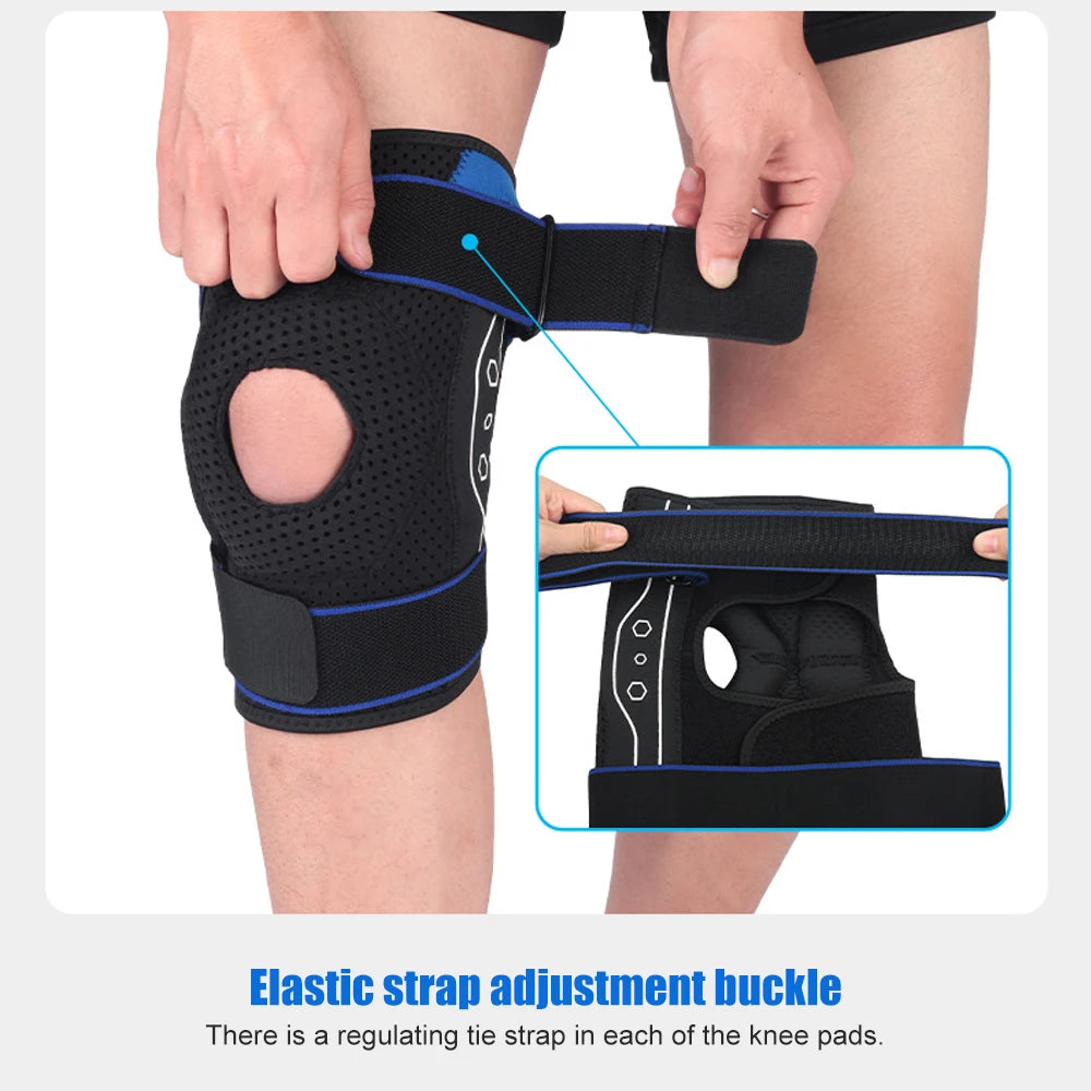 Adjustable Knee Brace Sleeve With Side Stabilizers And Eva Pad 1005003902590669-1 PC Black Blue