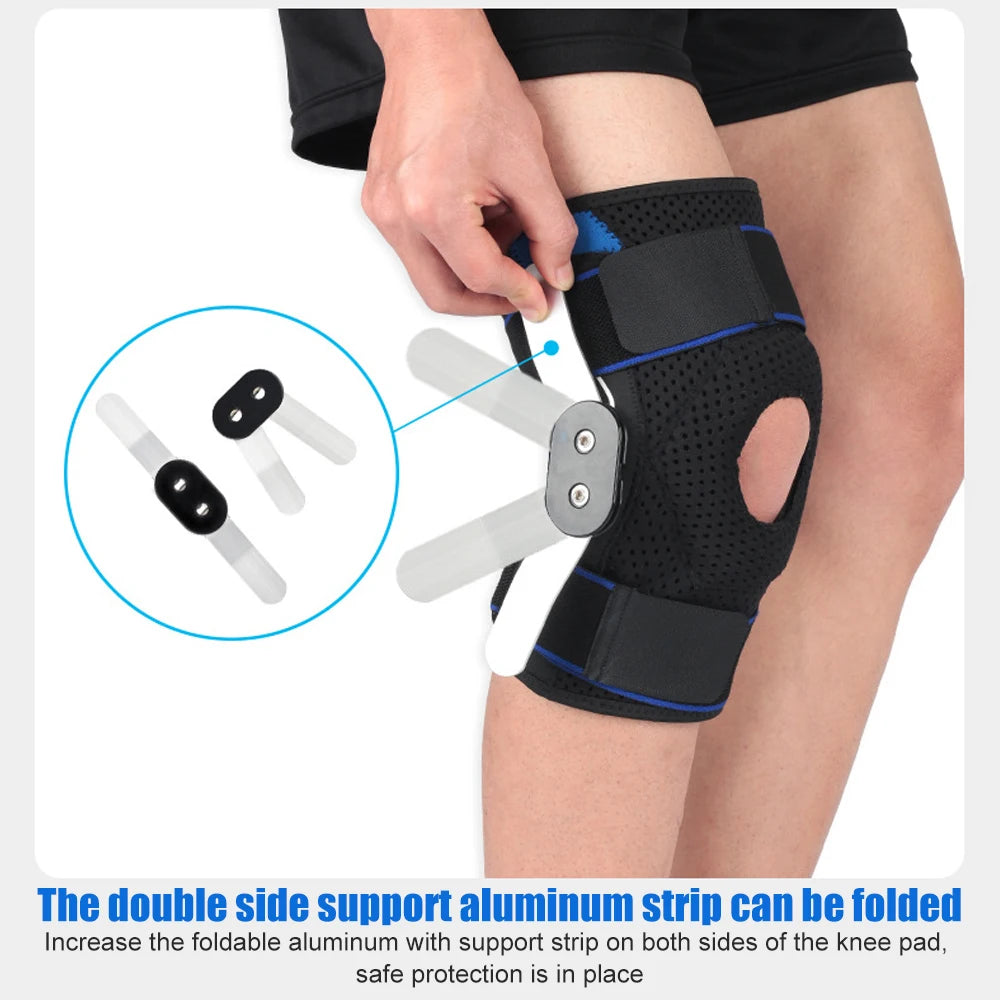Adjustable Knee Brace Sleeve With Side Stabilizers And Eva Pad 1005003902590669-1 PC Black Blue