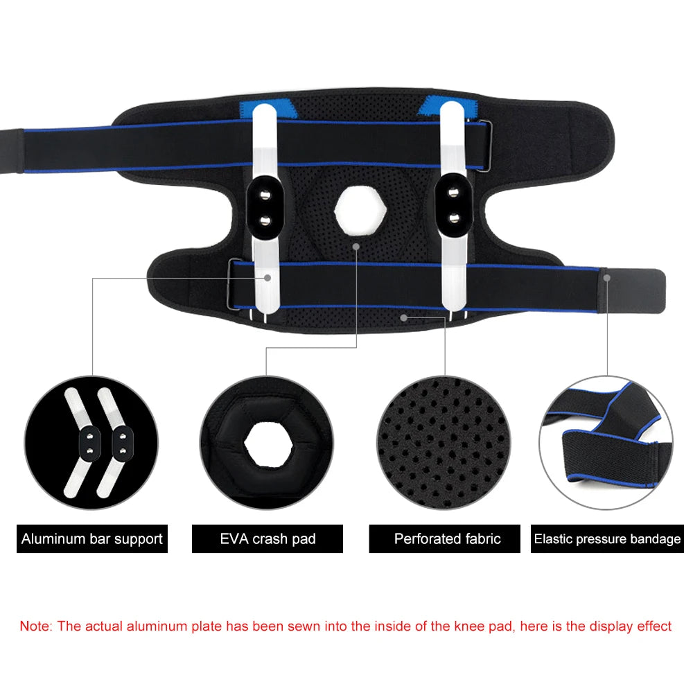 Adjustable Knee Brace Sleeve With Side Stabilizers And Eva Pad 1005003902590669-1 PC Black Blue