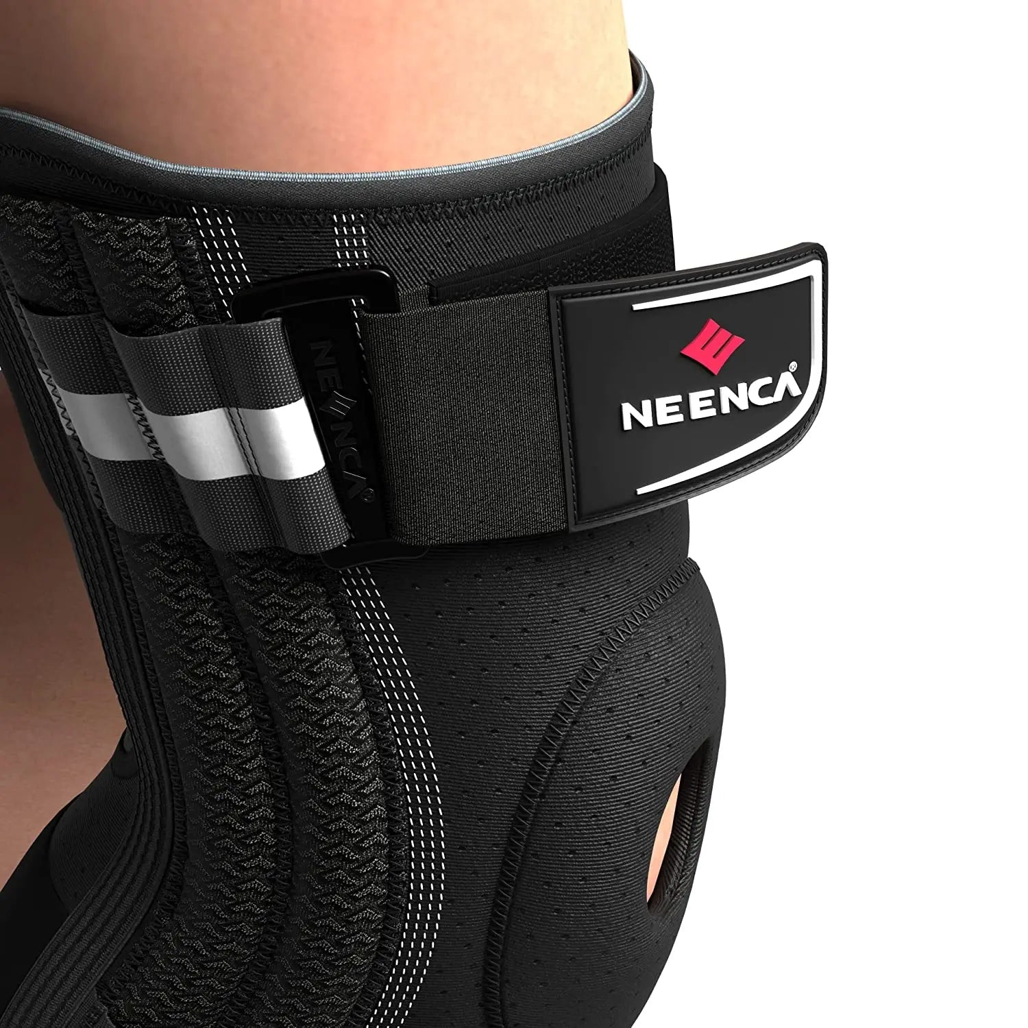 Adjustable Knee Brace Support With Side Stabilizers And Open Patella Design 1005006994760639-S