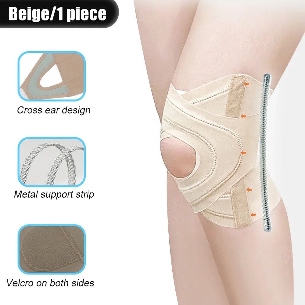 Adjustable Knee Brace With Dual Spring Stabilizers For Pain Relief 1005007432248531-Black-M