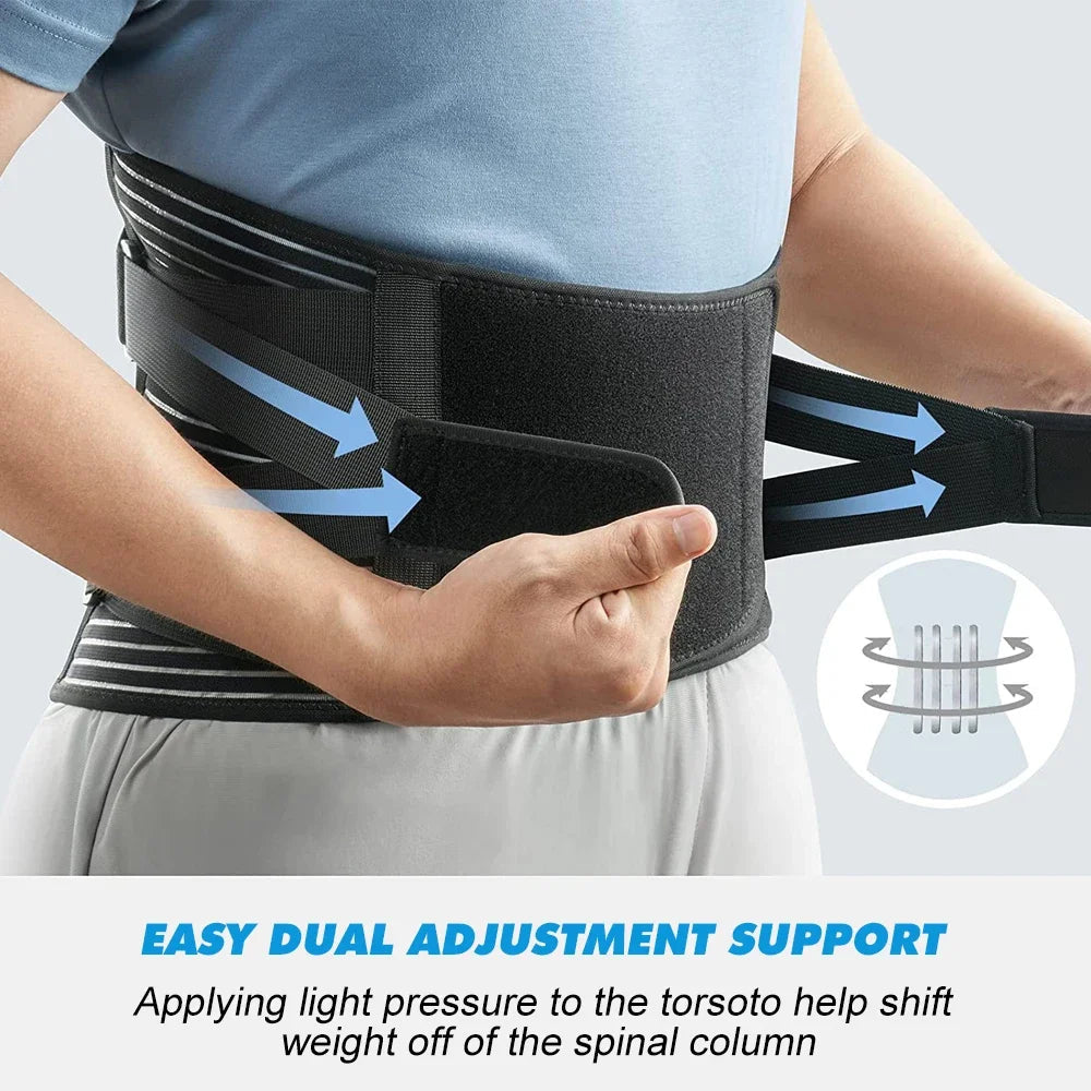 Adjustable Lumbar Back Brace Belt With Six Stays For Pain Relief 1005006345174189-Type-1-Black-M