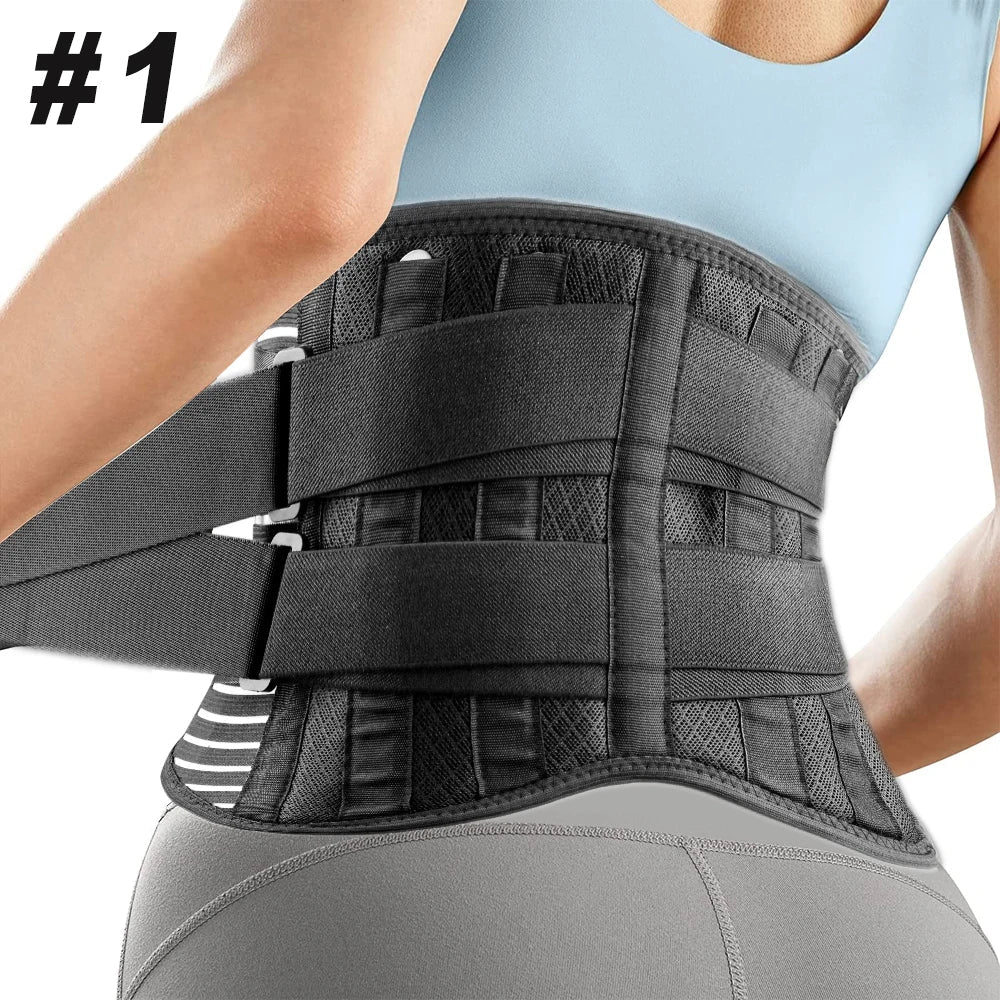 Adjustable Lumbar Back Brace Belt With Six Stays For Pain Relief 1005006345174189-Type-1-Black-M