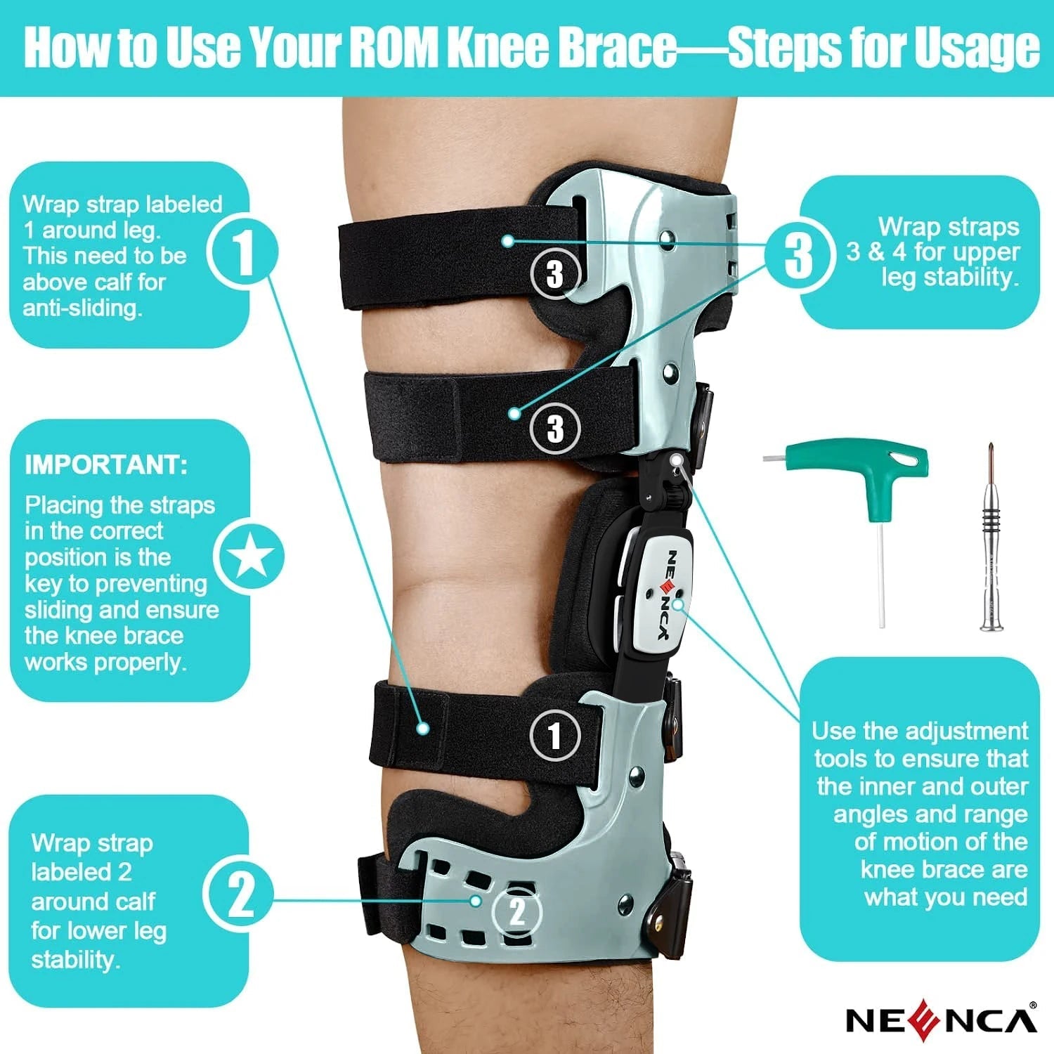 Adjustable Rom Knee Brace For Arthritis Pain And Post Surgical Support 1005006426001918-Left leg
