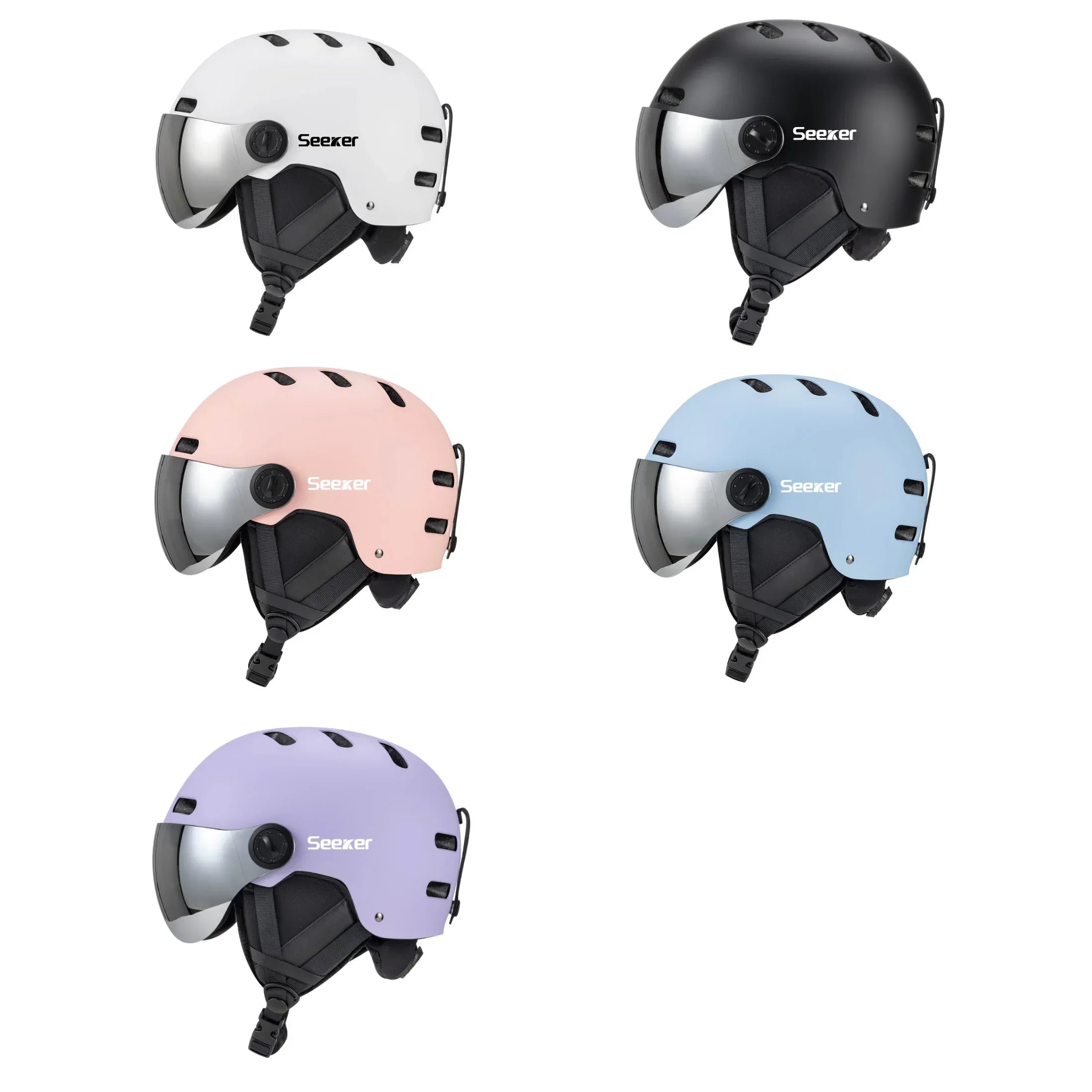 Adult Ski Helmet With Goggles Abs Shell Eps Liner Adjustable Fit 1005008148980018-Light Pink-L(59-61CM)