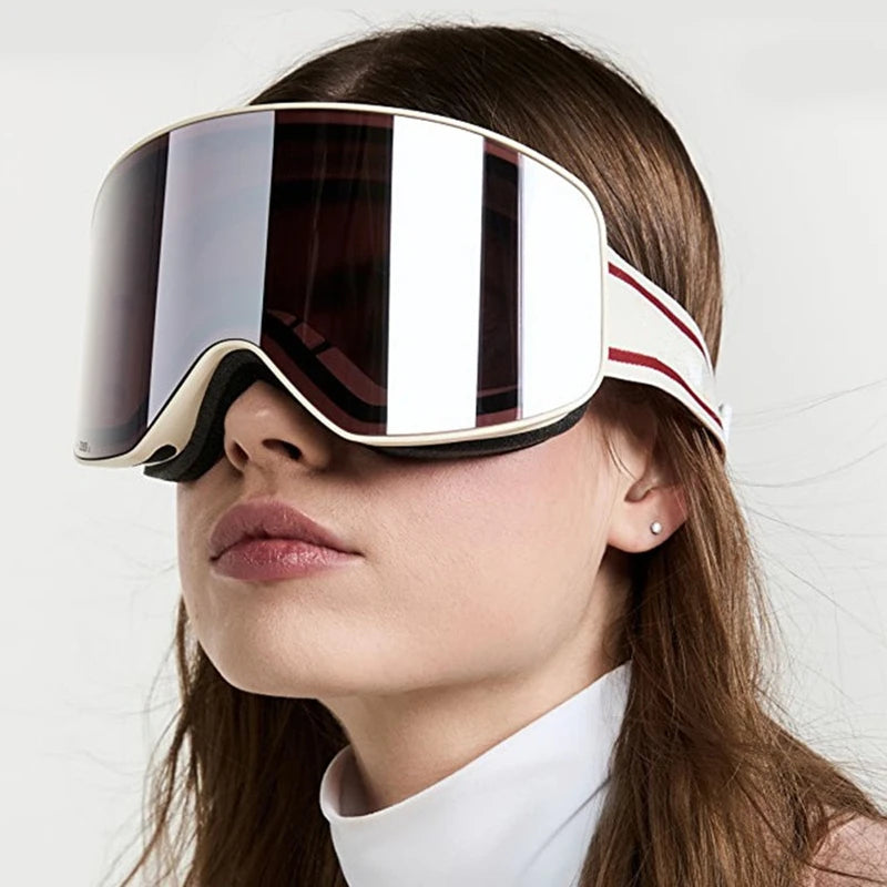 Adult Ski Snowboard Goggles Uv400 Mirror Lens Double Anti Fog Cylindrical 1005007476624683-D