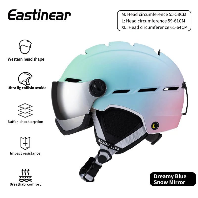 All In One Warm Ski Helmet With Adjustable Ventilation For Comfort 1005007874480813-Fantasy blue-L(59-61cm)