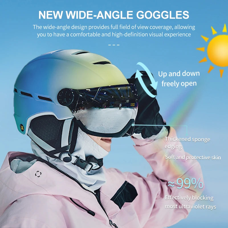 All In One Warm Ski Helmet With Adjustable Ventilation For Comfort 1005007874480813-Fantasy blue-L(59-61cm)