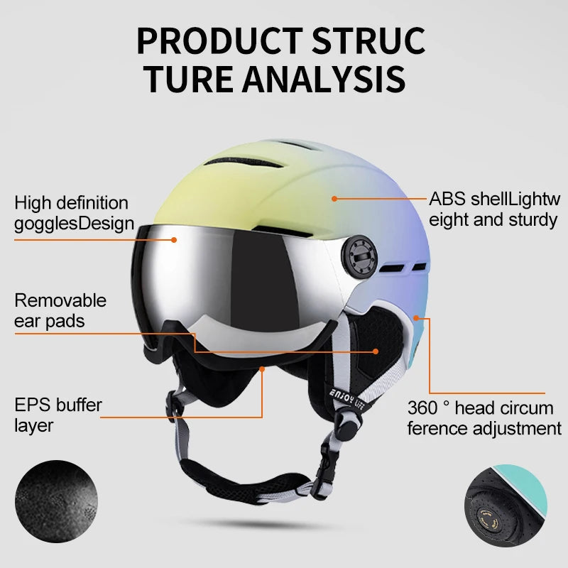 All In One Warm Ski Helmet With Adjustable Ventilation For Comfort 1005007874480813-Fantasy blue-L(59-61cm)