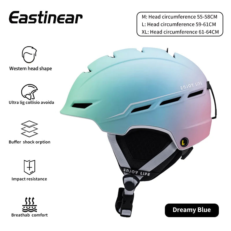 All In One Warm Ski Helmet With Adjustable Ventilation For Comfort 1005007874480813-Fantasy blue-L(59-61cm)