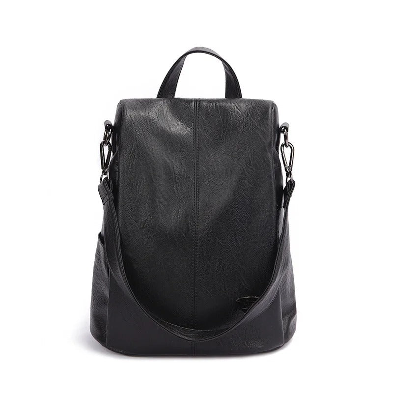 Women’s Composite Cowhide Anti-Theft Backpack with Back Zipper