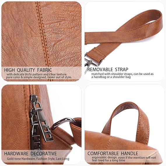 Women’s Composite Cowhide Anti-Theft Backpack with Back Zipper