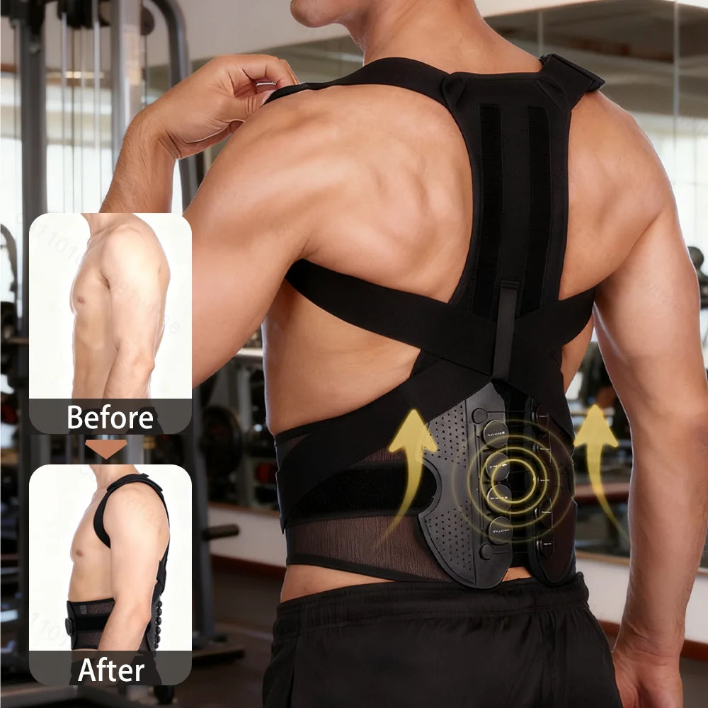 Back Posture Corrector Belt With Lumbar Support For Spine Alignment 1005008414756312-S