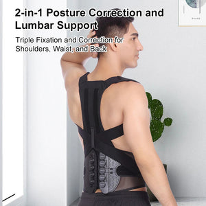 Back Posture Corrector Belt With Lumbar Support For Spine Alignment 1005008414756312-S