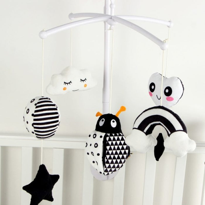 Black and White Baby Crib Mobile Music Box