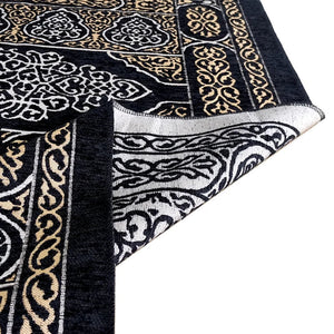 Black Washable Muslim Prayer Rug Set With Bag And Tasbih 1005005468591637-Design A