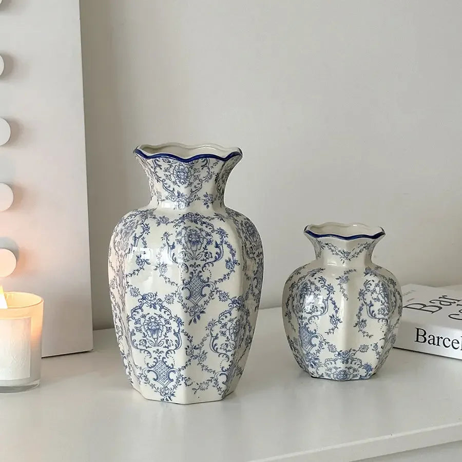 Blue And White Hand Painted Ceramic Porcelain Vase Flower Pot Decor 1005008565958475-S Man Tang