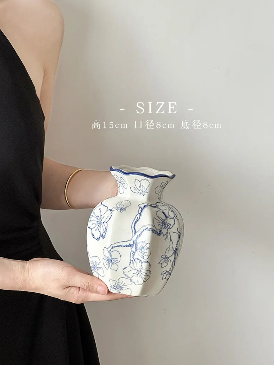 Blue And White Hand Painted Ceramic Porcelain Vase Flower Pot Decor 1005008565958475-S Man Tang