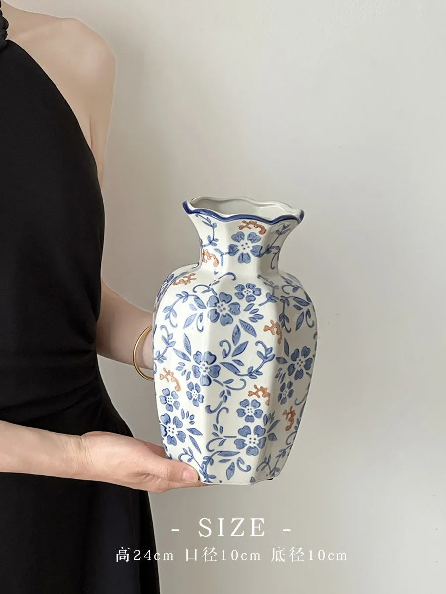 Blue And White Hand Painted Ceramic Porcelain Vase Flower Pot Decor 1005008565958475-S Man Tang