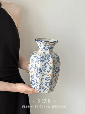 Blue And White Hand Painted Ceramic Porcelain Vase Flower Pot Decor 1005008565958475-S Man Tang