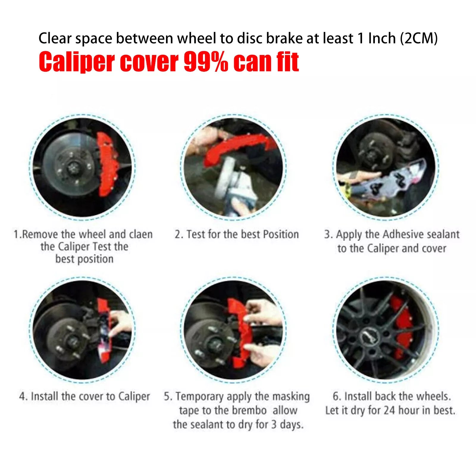 Car Brake Caliper Cover Red Brake  4 Pcs Universal Sets