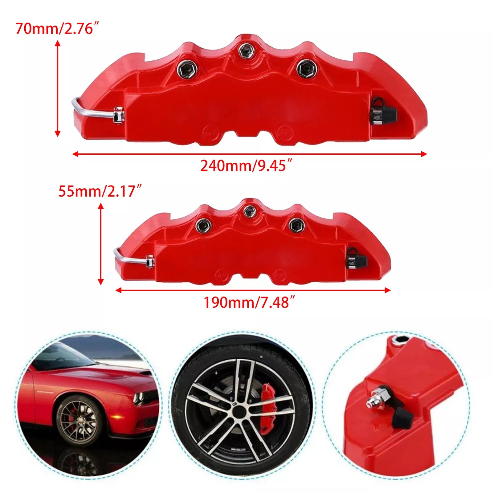 Car Brake Caliper Cover Red Brake  4 Pcs Universal Sets
