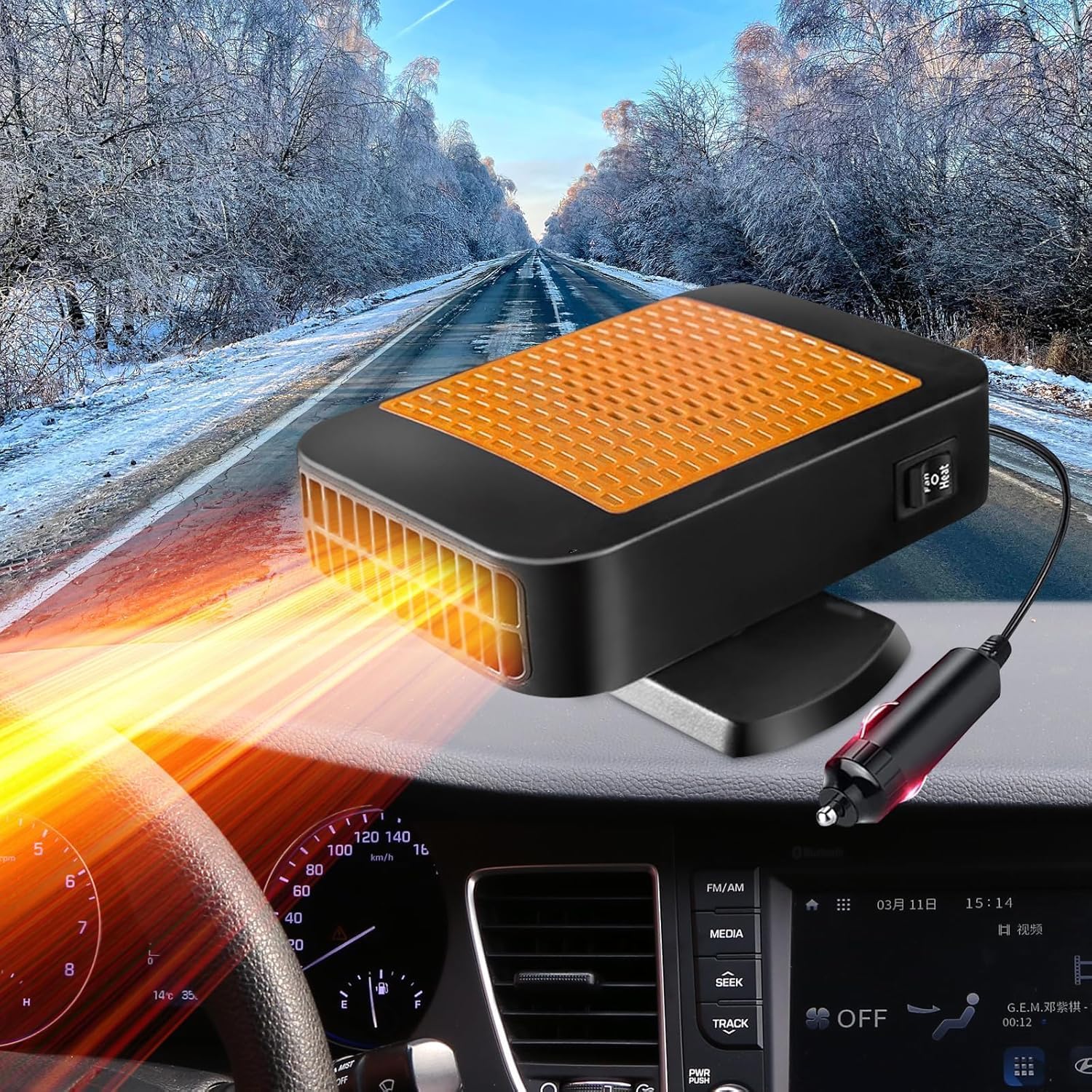 Car Heater, 12V/24v 200W Car Heater 2 in 1 Heating Fan Defroster Demister Car Amplifier Cooling Fans