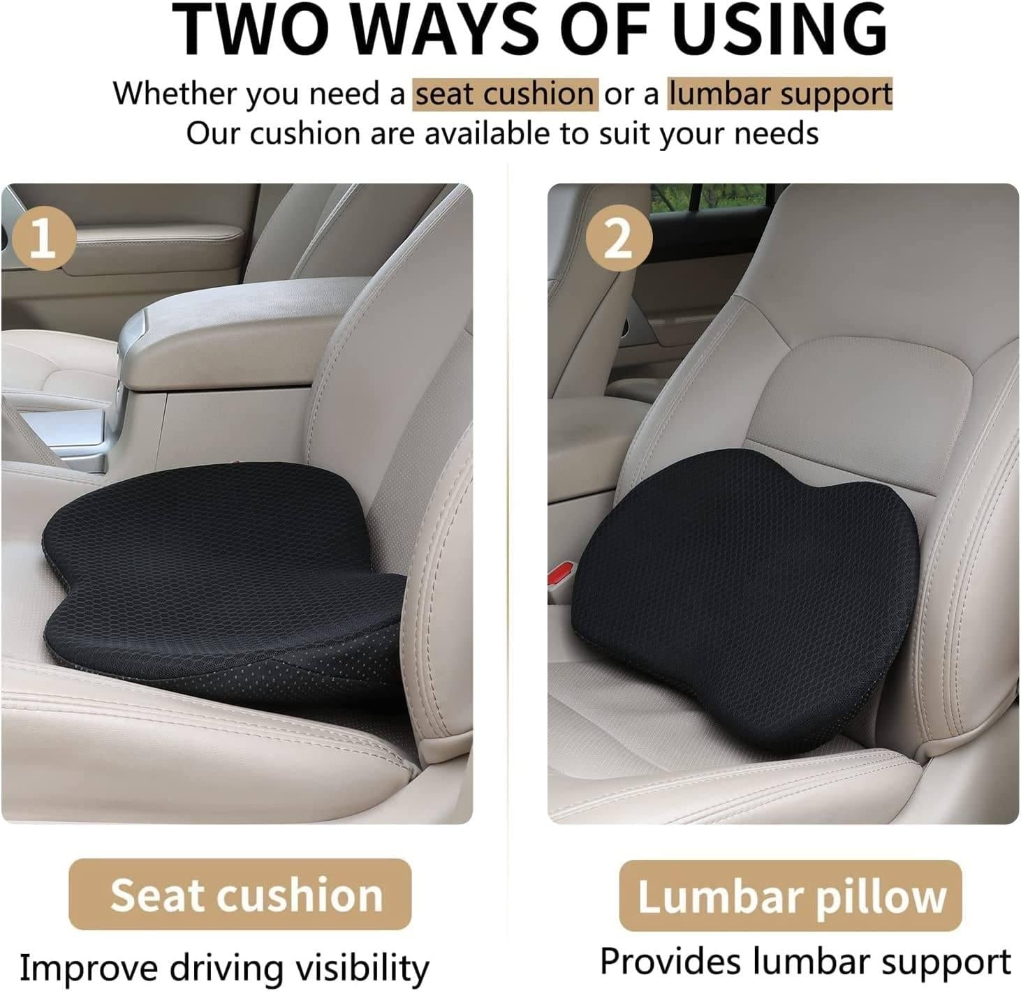 Car Seat Cushion For Short Drivers Height Risers For Adults, Memory Foam Car Seat Pad