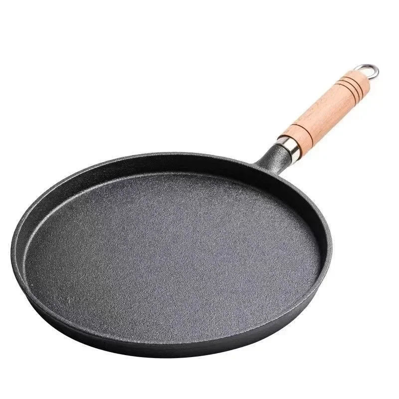 Cast Iron Frying Pan With Wooden Handle For Gas Induction Cooking 1005008597225326-26cm