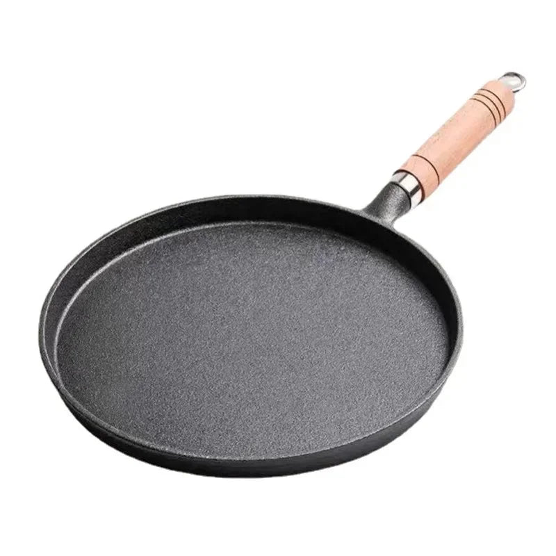 Cast Iron Frying Pan With Wooden Handle For Gas Induction Cooking 1005008597225326-26cm