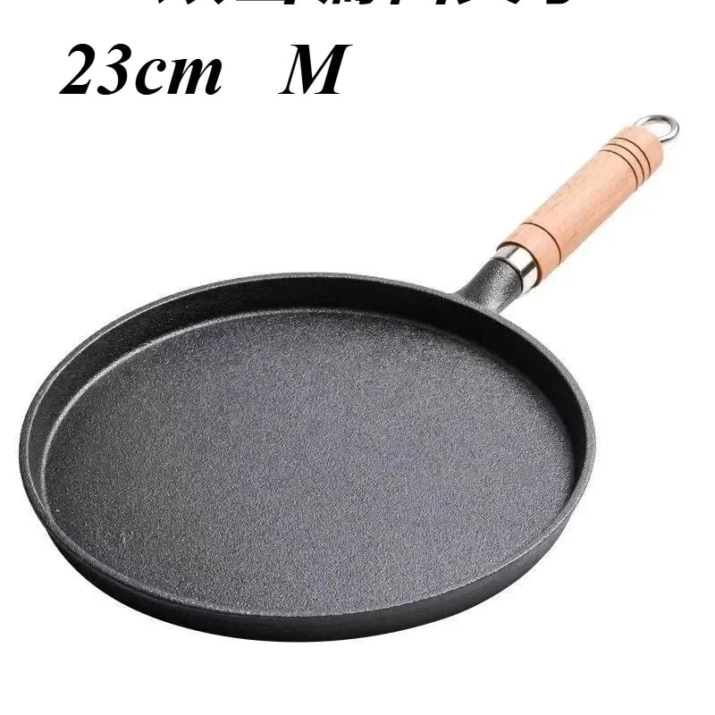 Cast Iron Frying Pan With Wooden Handle For Gas Induction Cooking 1005008597225326-26cm