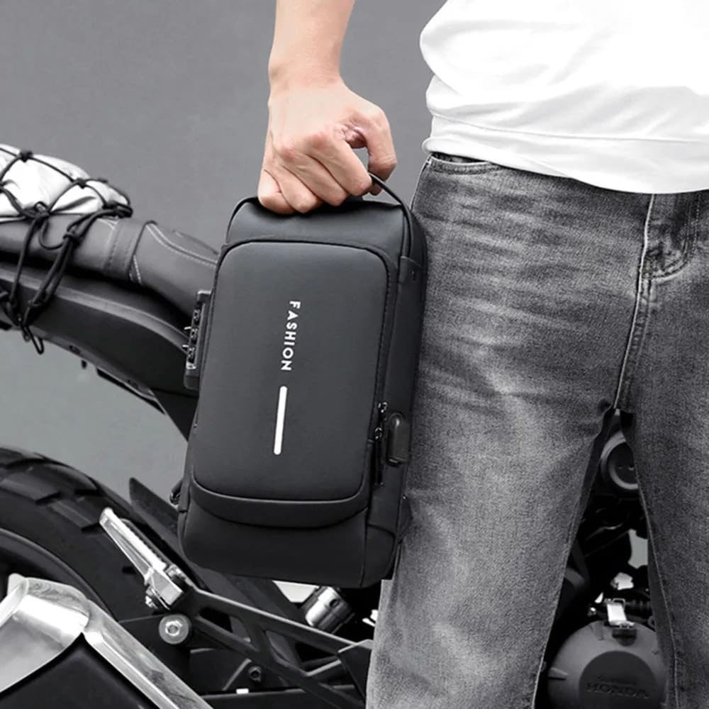 Chest Shoulder Crossbody Sling Bag for Men with USB Charging and Anti Theft Design