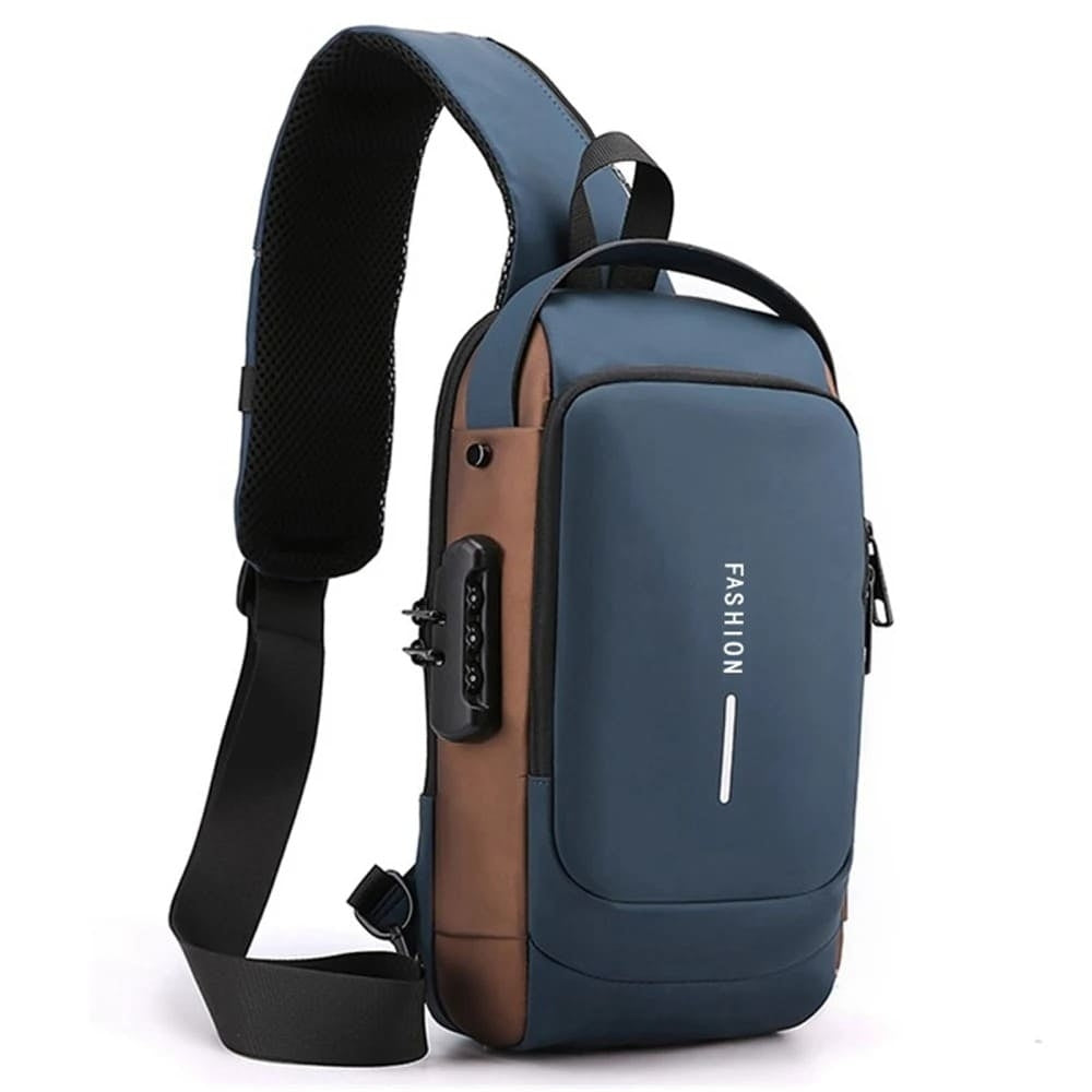 Chest Shoulder Crossbody Sling Bag for Men with USB Charging and Anti Theft Design