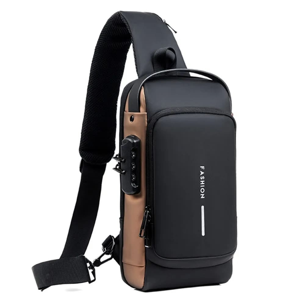 Chest Shoulder Crossbody Sling Bag for Men with USB Charging and Anti Theft Design