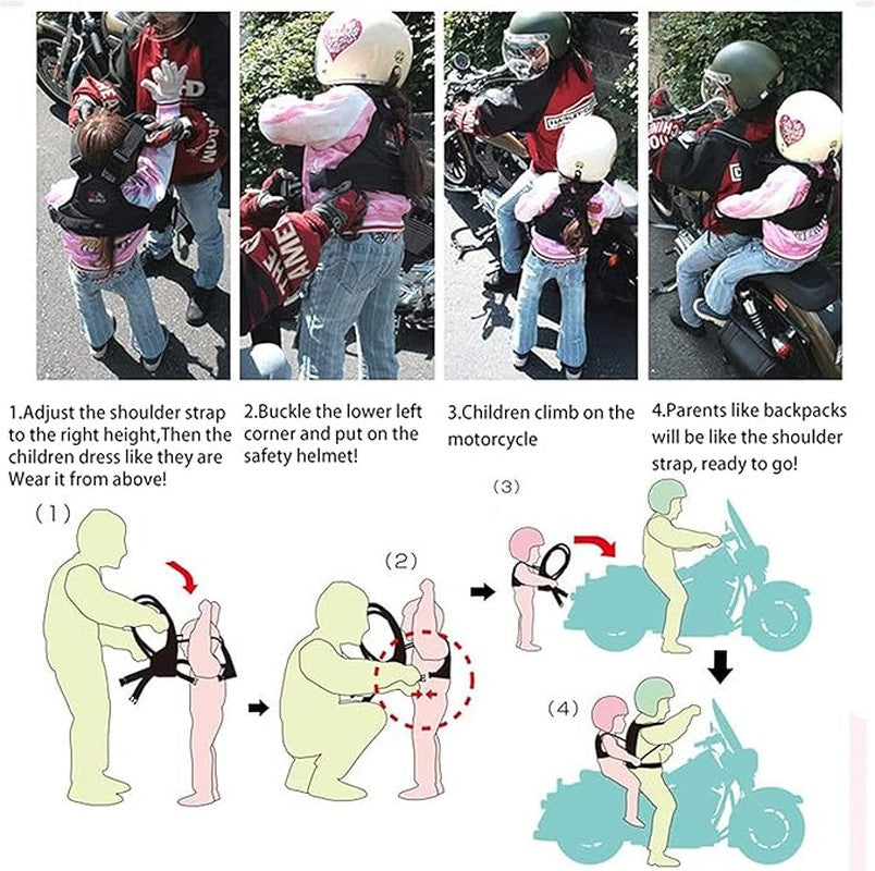 Children Motorcycle Safety Harness Breathable Reflective Adjustable Belt
