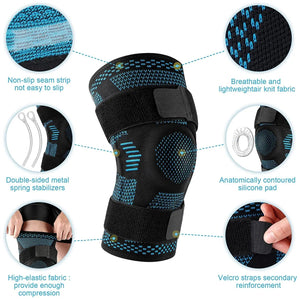 Compression Knee Brace Sleeve With Side Stabilizers Patella Gel And Straps 1005005843095625-1PCS Light Grey-S