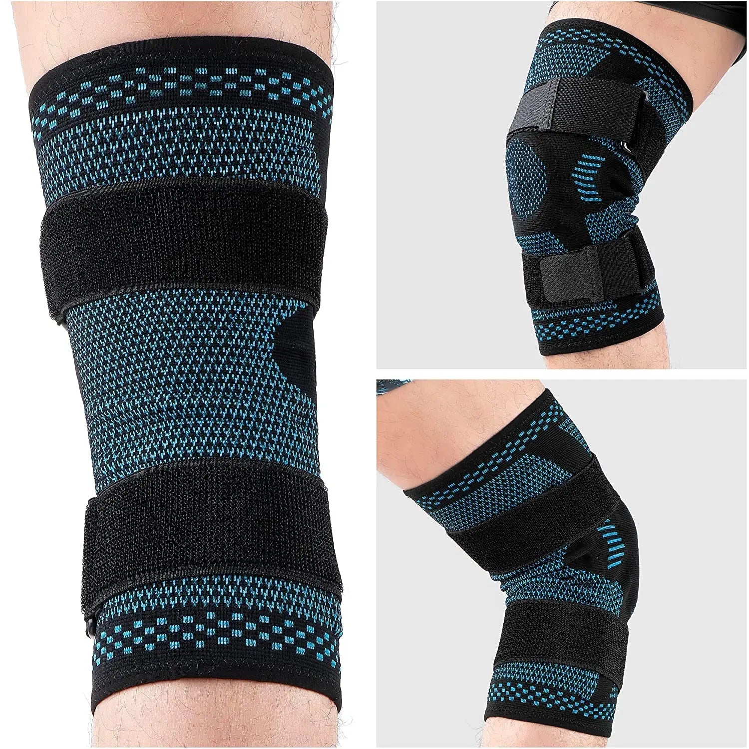 Compression Knee Brace Sleeve With Side Stabilizers Patella Gel And Straps 1005005843095625-1PCS Light Grey-S