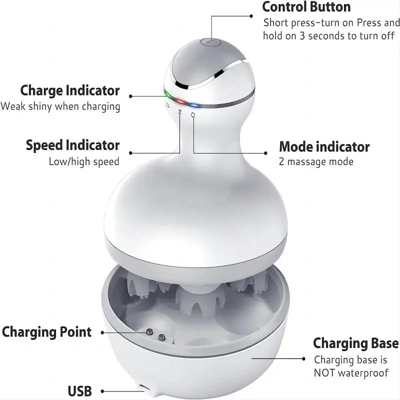 Cordless Electric Scalp Massager for Hair Growth and Relaxation