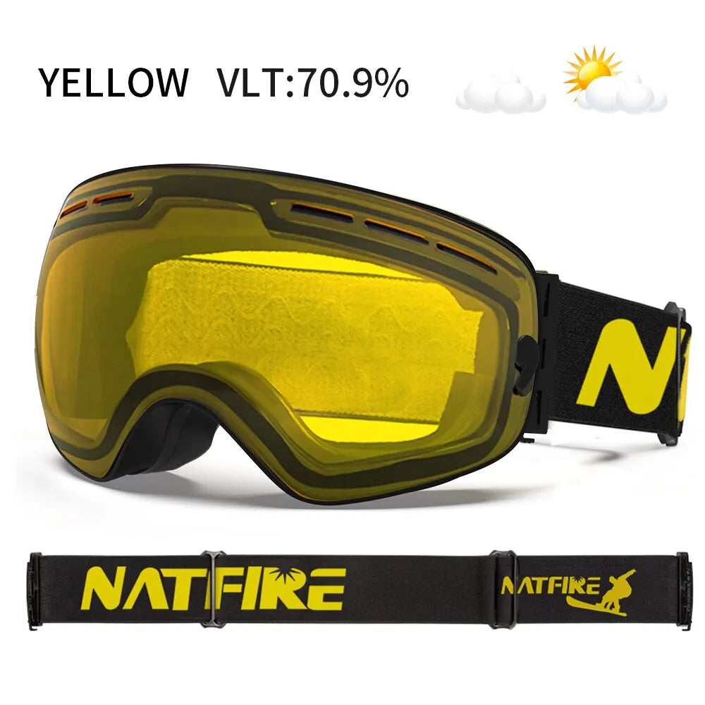 Double Layer Anti Fog Uv400 Ski Goggles With Mirror Coating 1005007171296069-Yellow