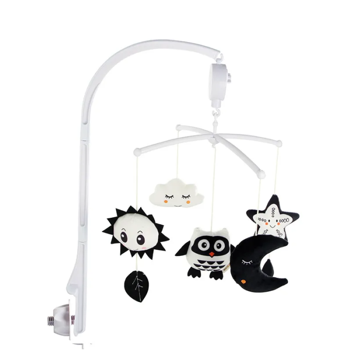 Black and White Baby Crib Mobile Music Box